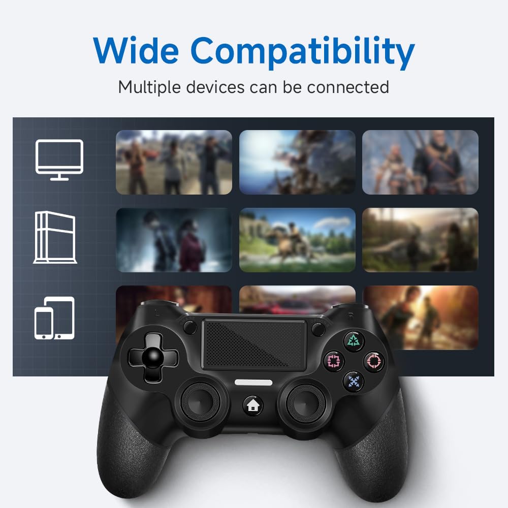 AceGamer 2 Pack Wireless Controller for P4, with Non-Slip Grip of Both Sides and 2 USB-C Cable! (Midnight Black * 2)