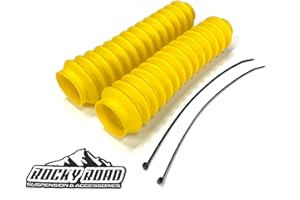 ROCKY ROAD AUTOMOTIVE Rocky Road Universal Shock Absorber Dust Boots Covers - Set of 2 (Yellow)