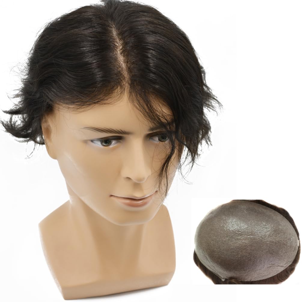 Hairnotion Hair System Natural Human Hair Super Thin Skin Light to Medium Density Men's Toupee Dark Brown #2 — image 1