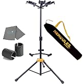 Lumintrail Hercules GS432B PLUS Triple Guitar Stand, Auto Grip System, Foldable Backrest, Fits Guitar Neck Sizes 1.57&rdquo; - 2.05&rdquo; with Hercules GSB001 Carrying Bag and a Cleaning Cloth