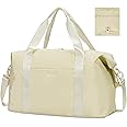 For Spirit Airlines 18x14x8 Personal Item Bag Foldable Travel Duffel Bag Underseat Carry-on Luggage Weekender Overnight Bag for Women (Beige)