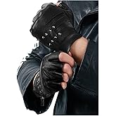FIORETTO Mens Genuine Leather Fingerless Gloves Unlined Half Finger Punk Gloves for Driving Cycling Motorcycle M200801