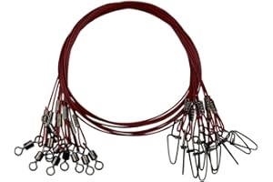 LAXYGO 20pcs Fishing Wire Leaders Heavy Duty Fishing Stainless Steel Wire Leaders 150LB High Strength Fishing Leaders with Swivels and Snaps Black/Red/Green