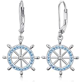 Nautical Sterling Silver Anchor/Compass/Rudder Stud Earrings - Oceans Sailor Jewelry Gifts for Women & Friends