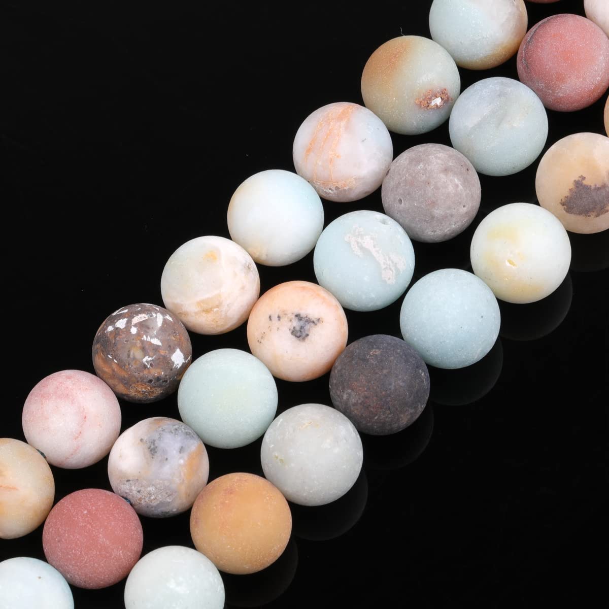 GEM-Inside Natural 10mm Matte Frosted Amazonite Round Gemstone Loose Beads for Jewellery Making 15''