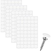 Adhesive Hole Covers, 216 Pcs Stickers 21mm/0.83in Dustproof for Desk Screw Bookshelf Drawer Wardrobe Furniture, White 4 Shee