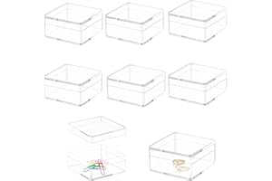 KissYou Acrylic Box With Lid 8 Pieces Clear Plastic Square Cube Jewelry Box Mini Storage Box Small Square Cube Containers Wedding Candy Boxes 100x100x60mm