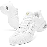 PPQ Women's Jazz Shoes Lace-up Sneakers Modern Dance Shoes Air Cushion Platform Walking Dance Shoes