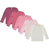 Cudlie 5-Pack Toddler Girls’ Solid Long Sleeve Tees– Five Timeless Cotton Blend Crewnecks in Rich, Modern, Elevated Colors