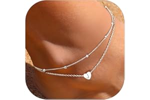 ChicSilver Sterling Silver Anklets for Women 925 Ankle Bracelets for Women Layered Heart Anklet With Beaded Anklets for Women