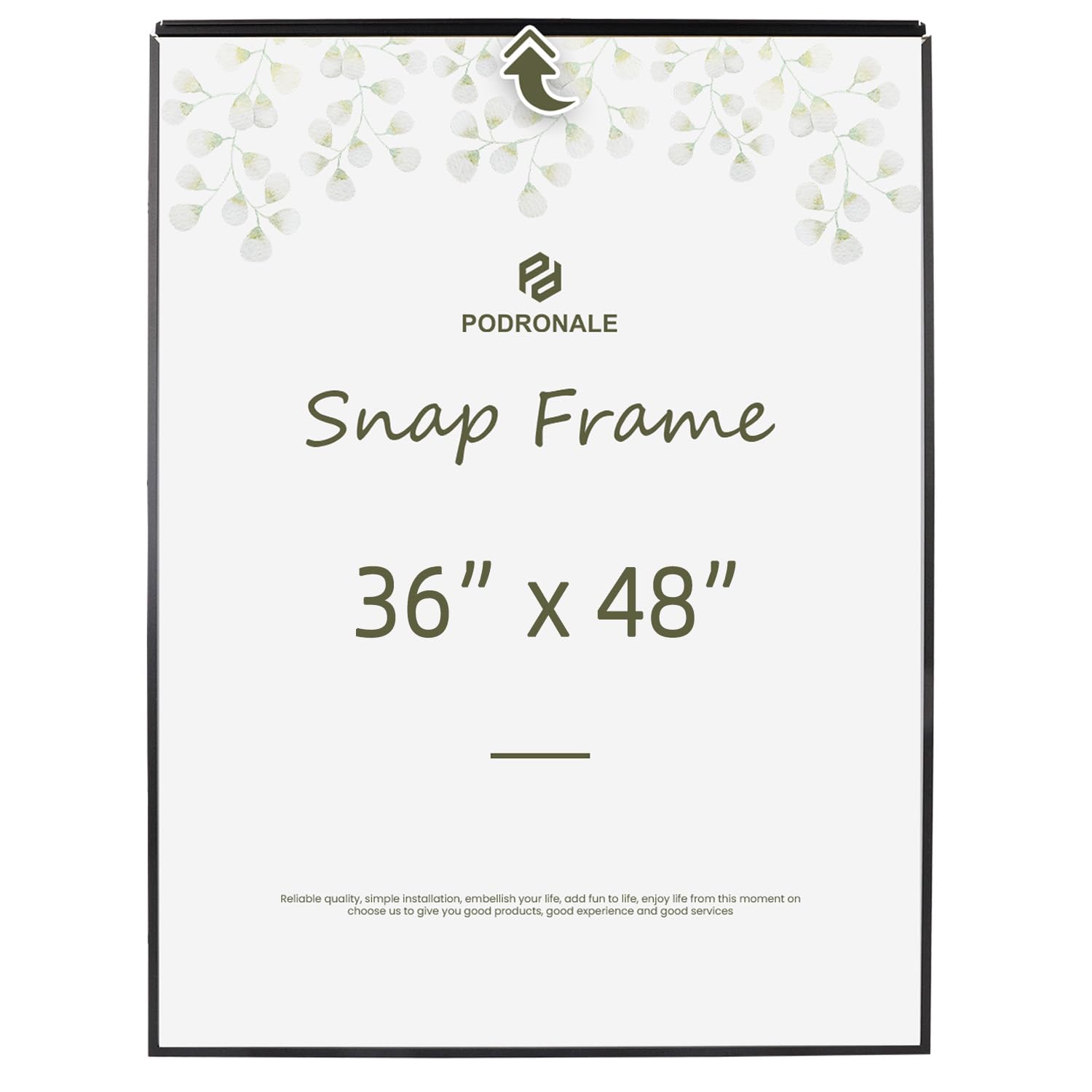 Photo 1 of ***MAJOR DAMAGE/CUT*** Podronale 36x48 Poster frame, Plexiglass, Black Snap Frames, Coating Aluminum Profile, Display Horizontally & Vertically?1PCS?