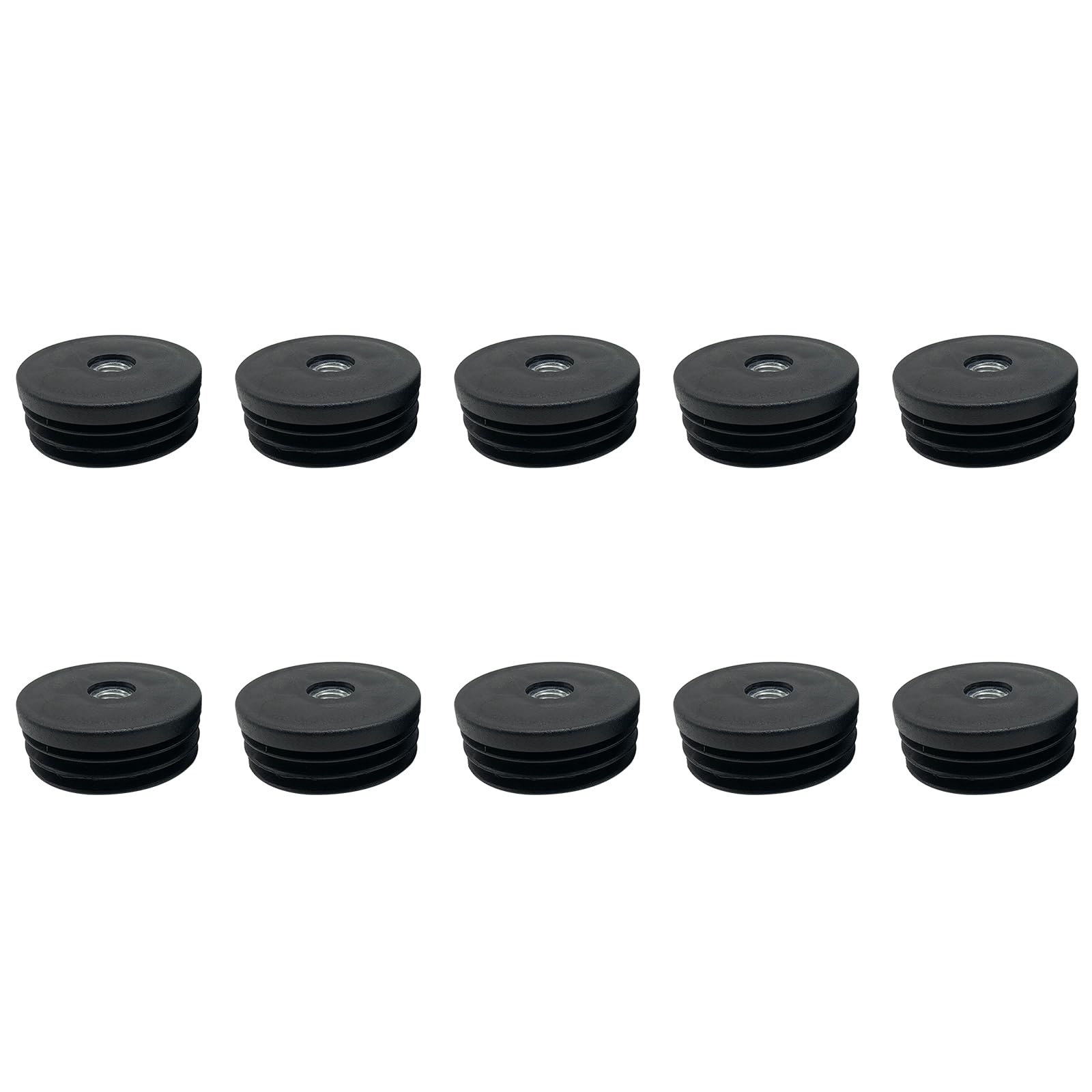 10PCS Black Plastic Round Nuts Pipe Plugs,Inserts for Round Tubes with M8 Thread,Round Pipe End Caps,Insert Chair End Caps Furniture Leg Plug Diameter 50 mm