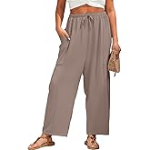 FREEOAK Womens Wide Leg Pants Casual Loose Palazzo Pants Summer Beach Travel Vacation Harem Pants with Pockets