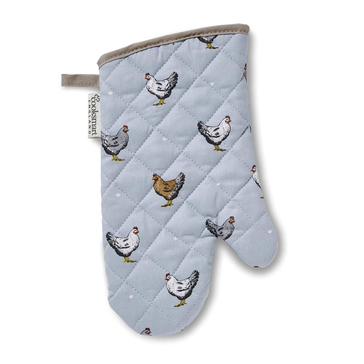 Cooksmart Farmers Kitchen Blue Cotton Oven Gauntlet (16x31cm, 100% Cotton, 100% Polyester Filling), Machine Washable, Unisex