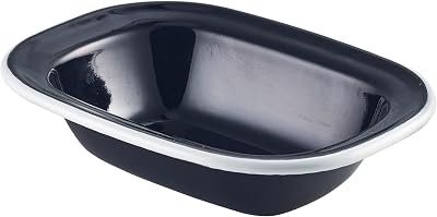 Genware 44016BK White Rim Enamel Pie Dish Black 160mm Pack of 12