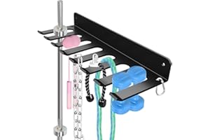 SAHANS Home Gym Accessories Organization Storage Rack Equipment For Home 8 Hook Wall Hanger Display Gear Barbells Resistance Bands Jump Ropes Lifting Belt Hanger Accessories Hardware Included