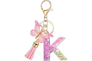 GIFTOXO Letter Keychains for Women and Girls, Key Chains for Car Keys, Cute & Pink Keychain Accessories for Backpack, Wallet