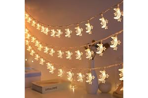 Moon and Star String Lights 20ft 40 Bulbs Warm White LED Fairy Lights Indoor Decorative Lighting Celestial String Lights for 