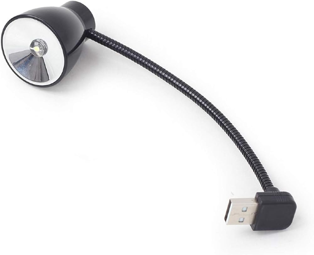 kenable USB Laptop Keyboard LED Night Light Flexible Neck On Off Switch Black 5V