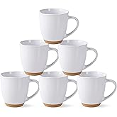 AmorArc 12oz Ceramic Coffee Mugs set of 6, Stylish Coffee Mugs with Rustic Terracotta Underside for Man, Woman, Dad, Mom, Suitable for Latte/Cappuccino/Milk/Cocoa. Dishwasher&Microwave Safe, White
