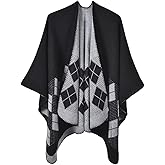 Shawl Wraps for Women, Elegant Knitted Cape Open Front Poncho Scarf Blanket Cardigan Coat for Spring, Autumn, and Winter