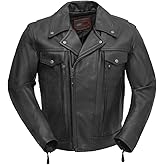 First Mfg Co - Mastermind - Men's Motorcycle Biker Riding Black Leather Jacket