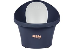 BEABA by Shnuggle Baby Bath Tub with Little Baby Bum Bump Support and Cozy Foam Back Rest, Baby Tub, Infant Bathtub, Baby Essentials 0-12Mths Midnight