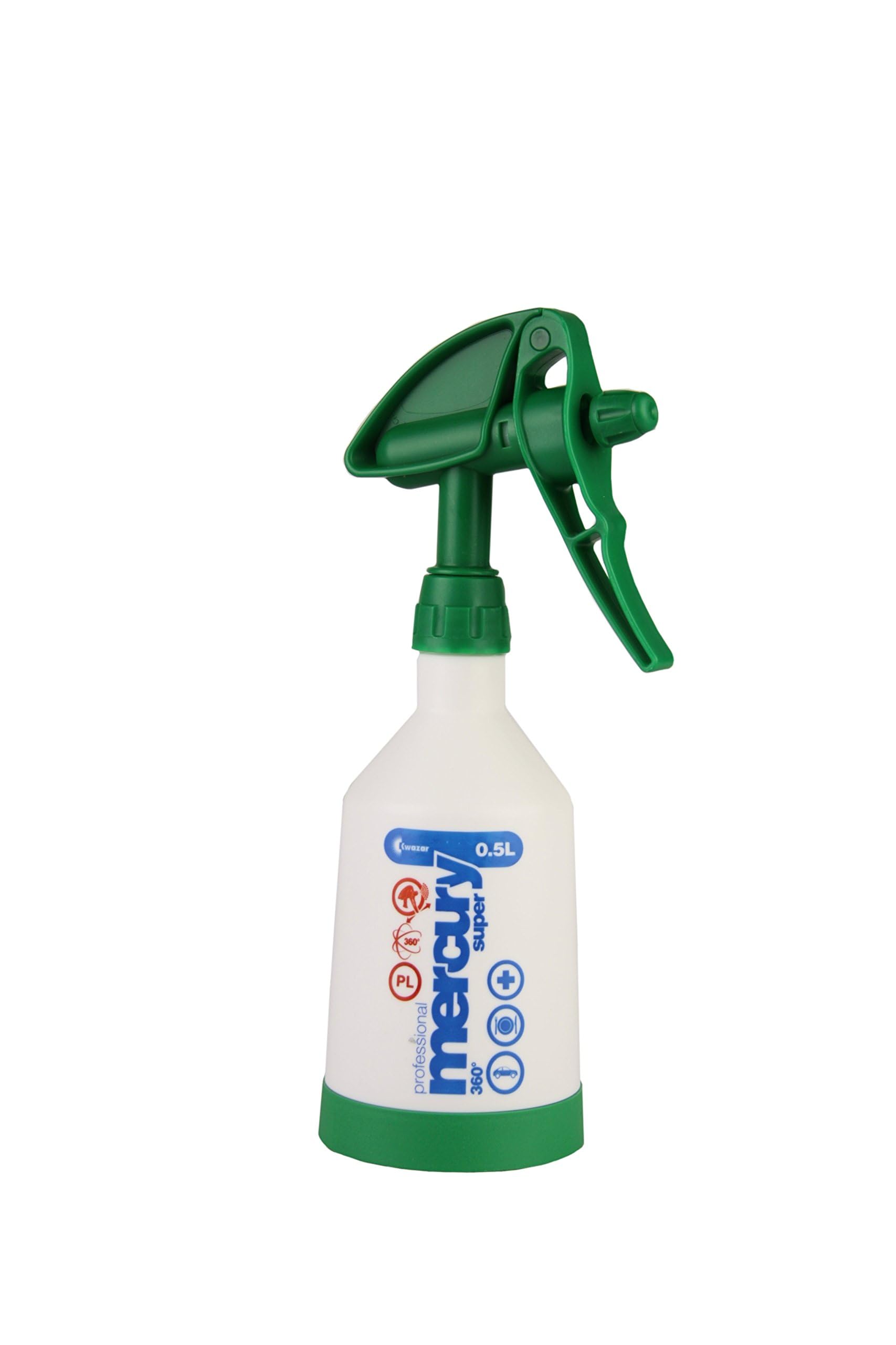 Kwazar Mercury Super 360 Pro Plus 9120067361422 Spray Bottle, 0.5 L, White/Green, 8.9 x 8.9 x 29 cm