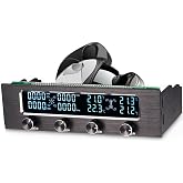 4 Fans Computer Fan Controller, 6041 4 Channel CPU Temperature Sensor PC Cooling Fan Controller Front Panel Date Time Temperature LCD Display for CPU Fan