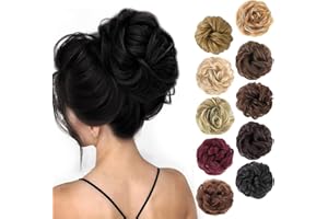 MORICA 1PCS Messy Hair Bun Hair Scrunchies Extension Curly Wavy Messy Synthetic Chignon for Women (Black)