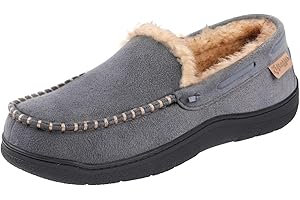 Zigzagger Men's Moccasin Slippers Memory Foam House Shoes, Indoor and Outdoor Warm Loafer Slippers
