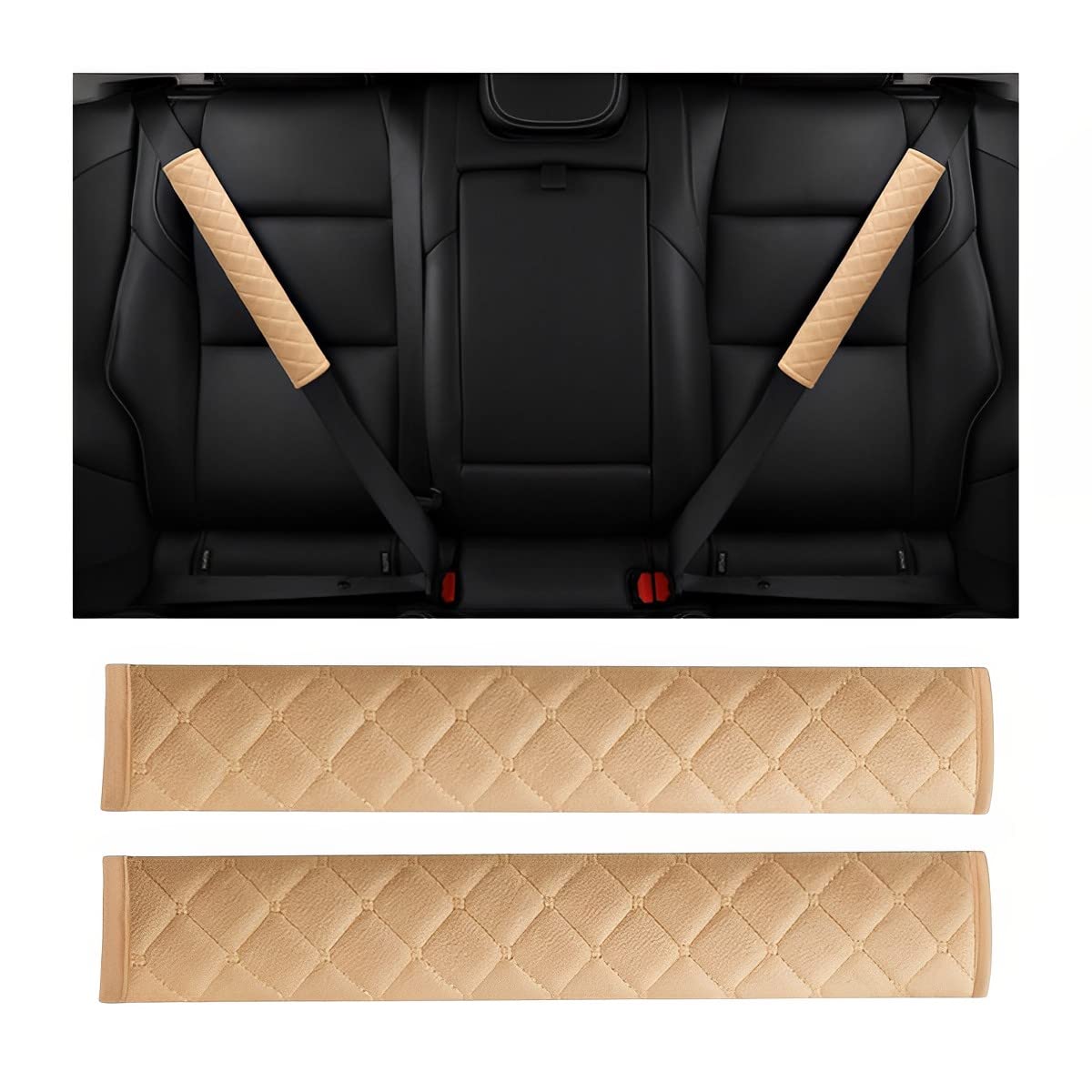 Photo 1 of 2 Pack Soft Car Seatbelt Covers, Seat Belt Shoulder Strap Pad, Safety Protection for Adults and Children, Helps Protect Your Neck, Auto Interior Accessories for Truck, SUV, Van (Beige, 27cm)