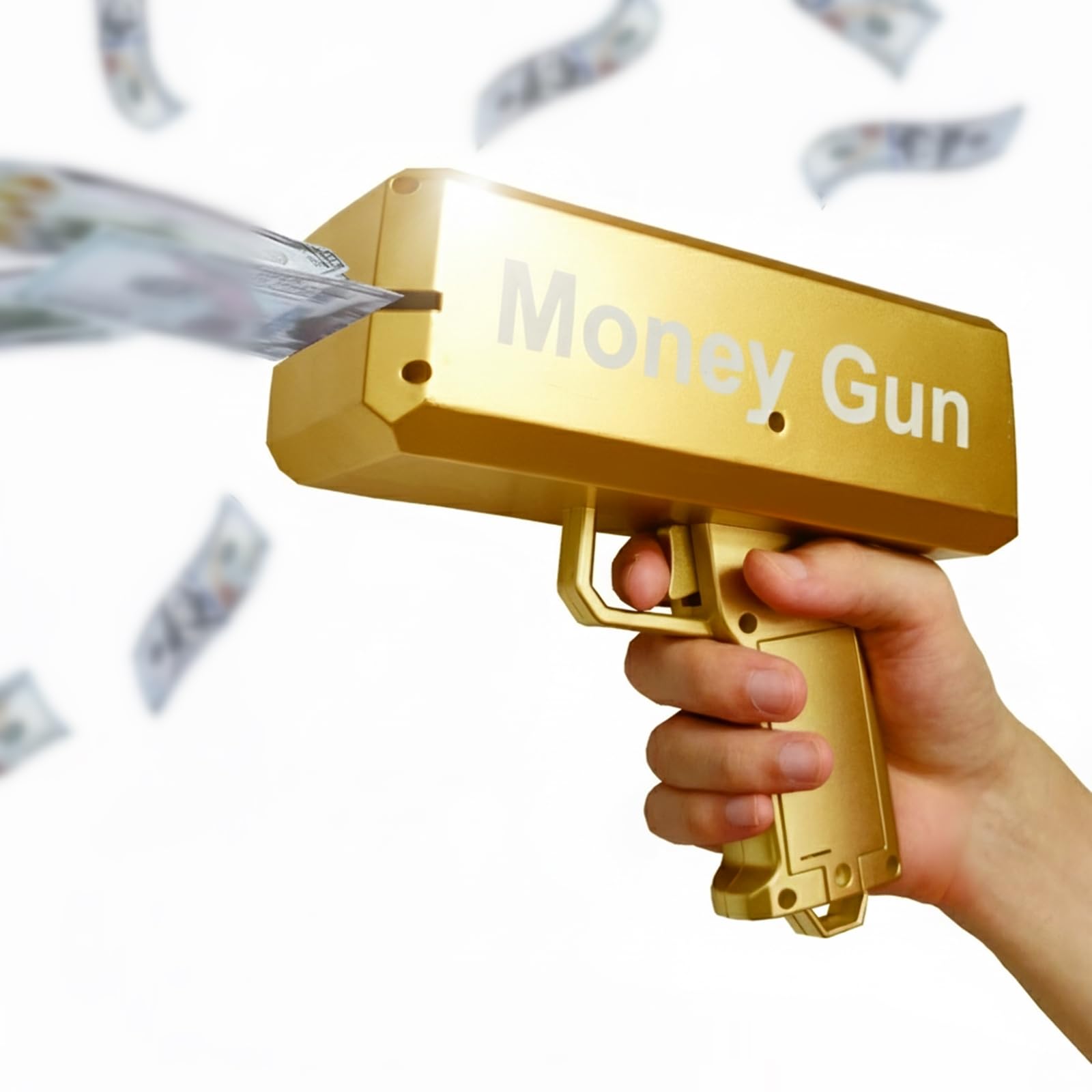 Photo 1 of Sbrvaniy Super Gun Shooter Playing Spary Make it Rain Cash Gun Prop Bill Dispenser Shooter Christmas, Halloween, Birthday Parties, Weddings (Gold)