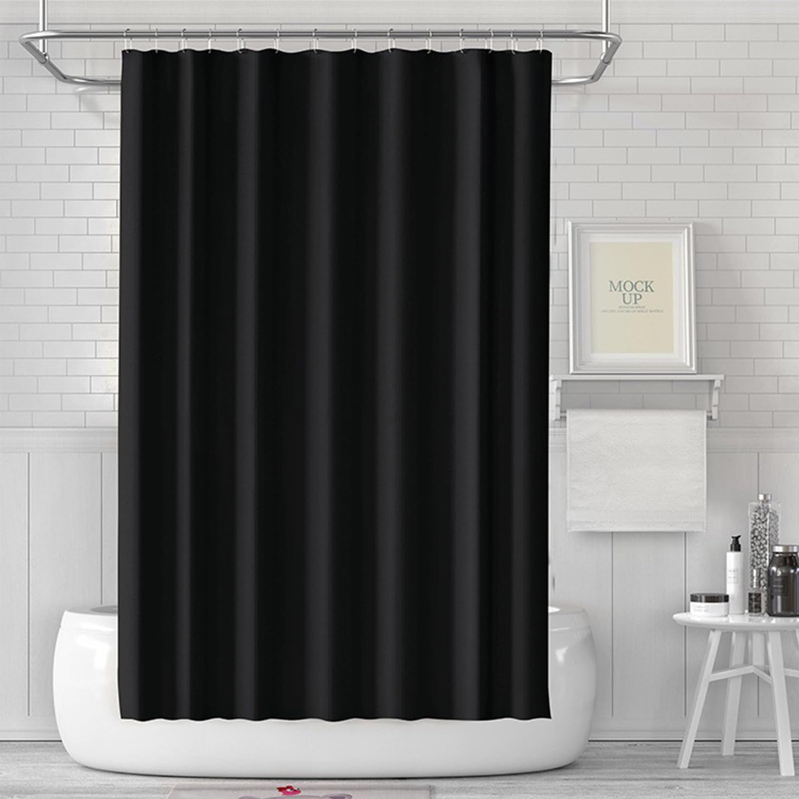 COSORO PEVA Shower Curtain 180x180cm,Heavy Duty Plastic Black Weighted Shower Curtains Mould Proof Resistant Waterproof Bath Curtains with 3 Magnet 12 Hooks for Wet Room,Bathroom,Shower Stall,Bath Tub