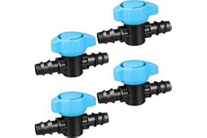 JAYEE Drip Irrigation Valve Tubing Fittings 1/2 inch, 4 Pcs Barbed Switch Valves Drip Line Parts for 1/2 Inch Drip Irrigation Tubing (.570-.620" ID), Shut Off On Water Flow for Sprinkler Systems