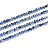 Adabele 15 Inch Natural Blue Kyanite Healing Gemstone 4mm (0.16 Inch) Tiny Small Faceted Round Loose Beads Stone Spacer (80-90pcs) for Craft Jewelry Making GK4-21