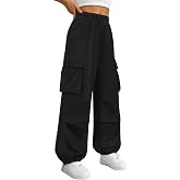 COPYLEAF Parachute Cargo Pants Women Baggy Hiking Travel Pants 4 Pockets | Loose Baggy Fit, Lightweight, Quick Dry, Adjustable Cuffs and Waistband, Water Resistant, Casual Travel Joggers for Camping