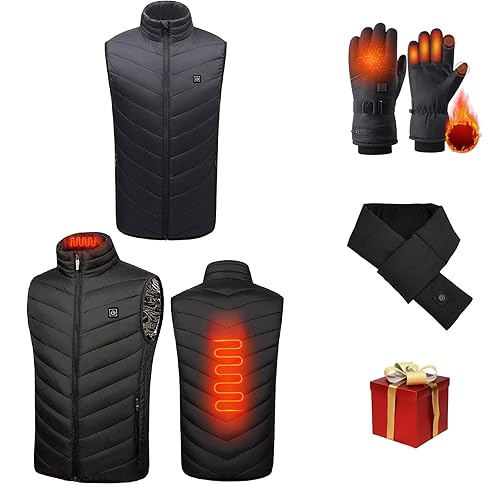 Heated Gilet for Women,Full Zip Stand Collar Heat Vest USB Charging Electric Heating Jackets 2 Heated Zone Sleeveless Coats Ladies Winter Warm Heating Gilets Outdoor Heat Vest S-2XL (No Charger)