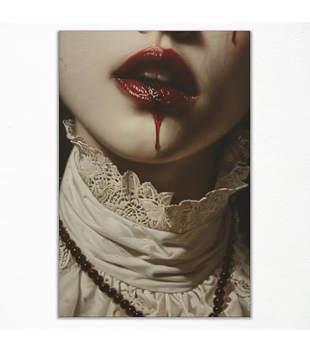 LXGPWGN Póster de arte vintage con castillo gótico de vampiros por la luna de sangre, para decoración del hogar, estética, pintura oscura, academia, póster de lienzo gótico, regalo de 12 x