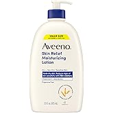 Aveeno Skin Relief Moisturizing Lotion Heals Very Dry, Sensitive Skin, Fast-Absorbing Body Lotion with Triple Oat & Shea Butter, Fragrance Free, Non-Comedogenic, Value Size, 33 fl. oz