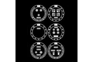 MANWU 6 Stove dials Sticker for Burner cooktop hob Cooker top Oven Replacement Adhesive knob Symbols (White Print ON Clear for Dark or Dark Coloured Cooker Tops)