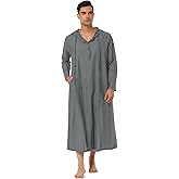Lars Amadeus Men's Nightshirt Long Sleep Shirt Hooded Loungewear Nightgown Pajamas