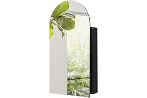 SOWER AND SEED Arched Black Medicine Cabinet With Mirror, Recessed Or Surface Mount Medicine Cabinet - 17" x 32" In, Black Bathroom Mirror With Storage - Large Black Modern Medicine Cabinet Mirror Wall Mounted