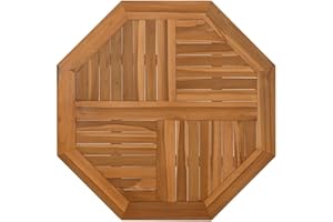 vidaXL Teak Octagonal Garden Table top - Wood Tabletop Outdoor Furniture Replacement - 23.6"x23.6"