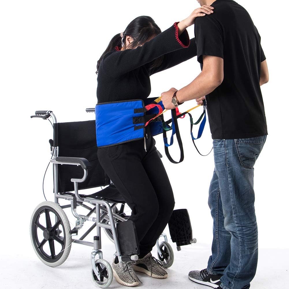 Fushida Stand Assistance Belt - Standing Sling for Transfer - Padded Patient Lift Sling Stand Assist Sling 300lb Weight, Quicker Easier Safer Transfers & Toileting(FYH290-BLUE): Health & Personal Care