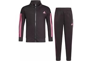 adidas Little Girl's Zip Front Classic Tricot Jacket and Joggers Set