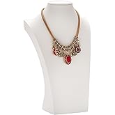 Polmart H4 Necklace Display Bust (White Leatherette, 13 ½”H)