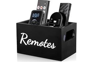Remote Control Holder for Table, Wooden TV Remote Holder Caddy with 2 Compartments, Remote Organizer, Compact Remote Control 