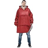 Tirrinia Oversized Hoodie Blanket Sweatshirt Comfortable Sherpa Giant Reversible Wearable Blankets for Adults Men Women Teenagers Wife Girlfriend Gift