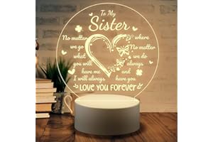 QYMCAT Sister Gifts - Night Light, Gifts for Sister on Birthday, Mothers Day, Graduation, Engraved Night Lamp